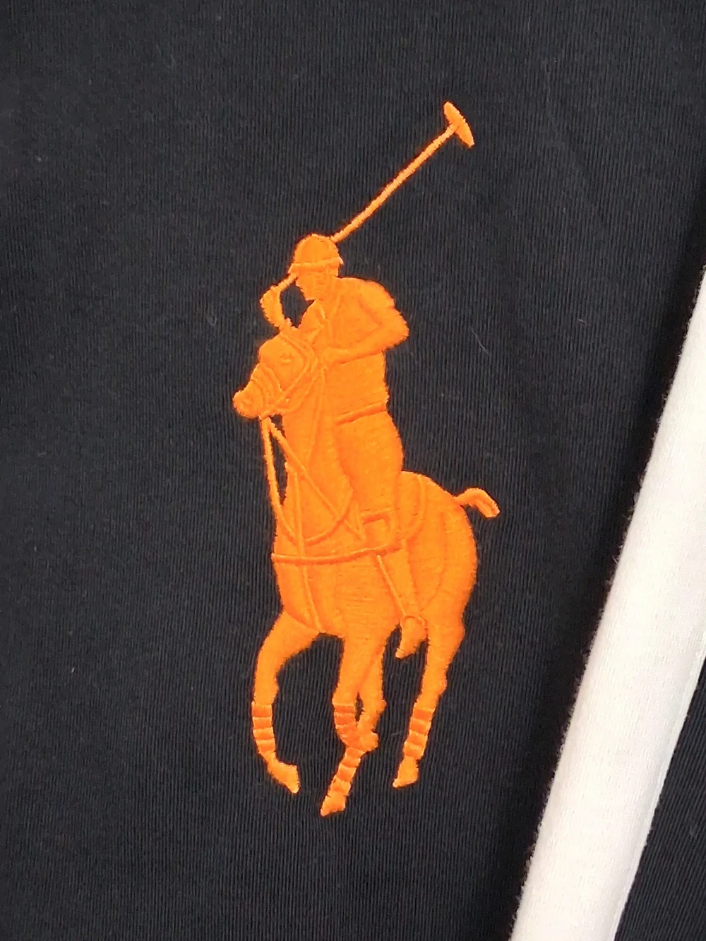 Polo by Ralph Lauren Black Track Jacket with Orange Logo and Blue/Green Accents
